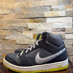 Nike Mid-Top Sneakers in Dark Gray with Lime Accents